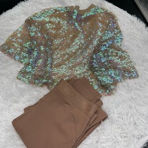 Dazzling Darling Iridescent crop top and tights set